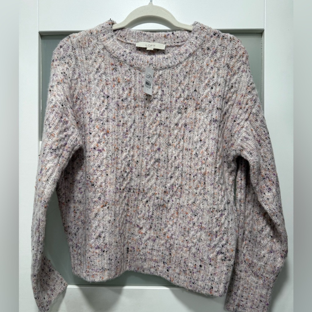 LOFT Women's Multicolor Speckled Crew Neck Sweater